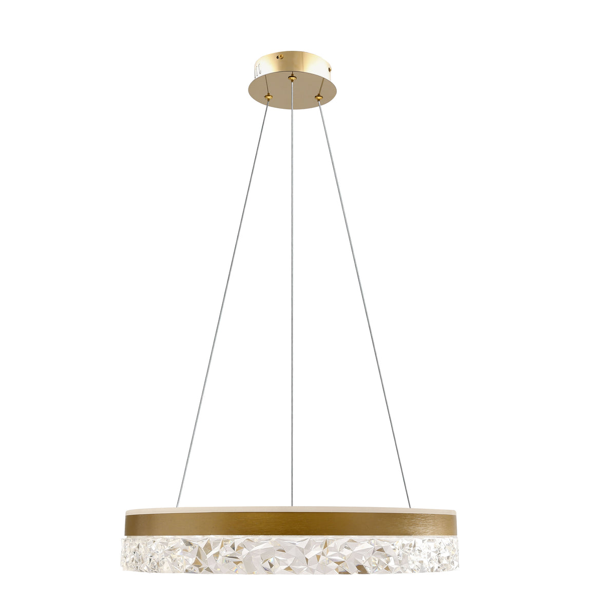 Lampa wisząca FROZI w stylu glamour – złoty klosz z kryształkami – eleganckie i nowoczesne oświetlenie salonu LED