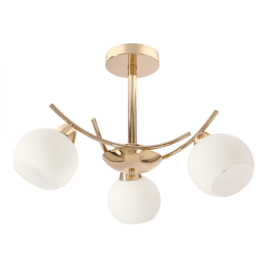 AMOS Lampa wiszaca złoty 3x40W E27 klosz biały