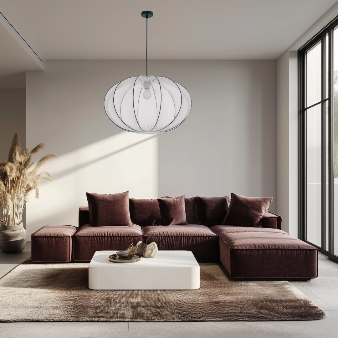 MELLOW lampa wisząca czarny 1x40W E27 abażur mist 60 biały kula