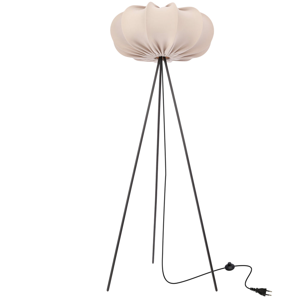 Lampa podłogowa CAFEE’ z abażurem beżowym frappe 52 cm - lampa stojąca w stylu skandynawskim E27