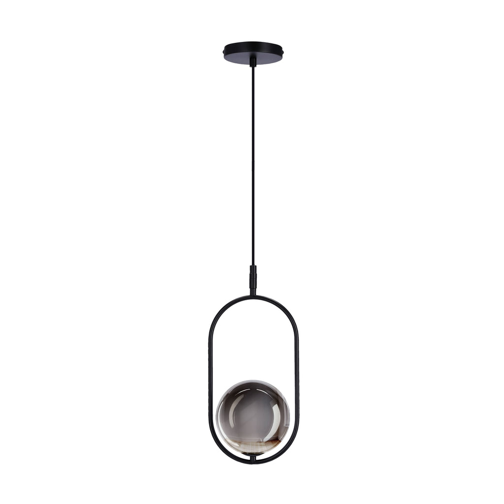 Lampa wisząca CORDEL elegancka - czarna z grafitowym kloszem kulką - nowoczesne oświetlenie salonu i łazienki 1x G9 LED