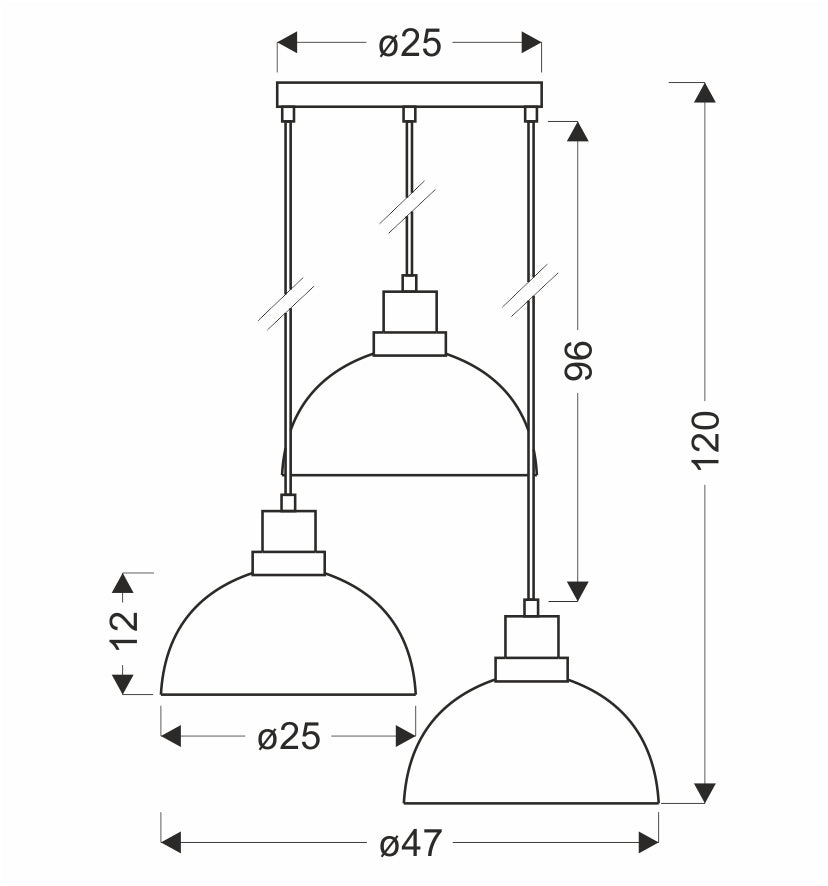 BARCA lampa wisząca czarny 3x40W E27 klosz dymiony