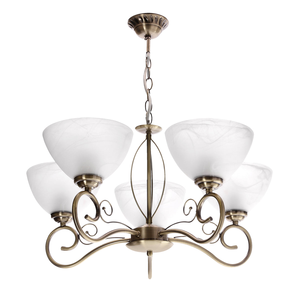 HORIZON lampa wisząca patynowy 5x40 E27 klosz biały
