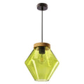 BRELS lampa wisząca czarny z efektem drewna 1x40 E27 klosz zielony
