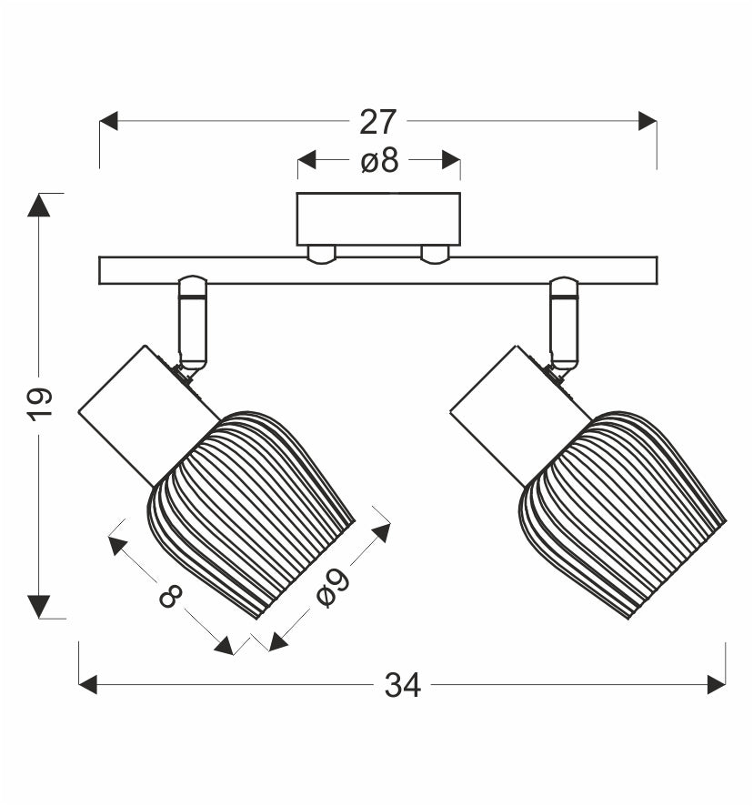 MITURA lampa sufitowa czarny 2x40W E27 klosz dymiony