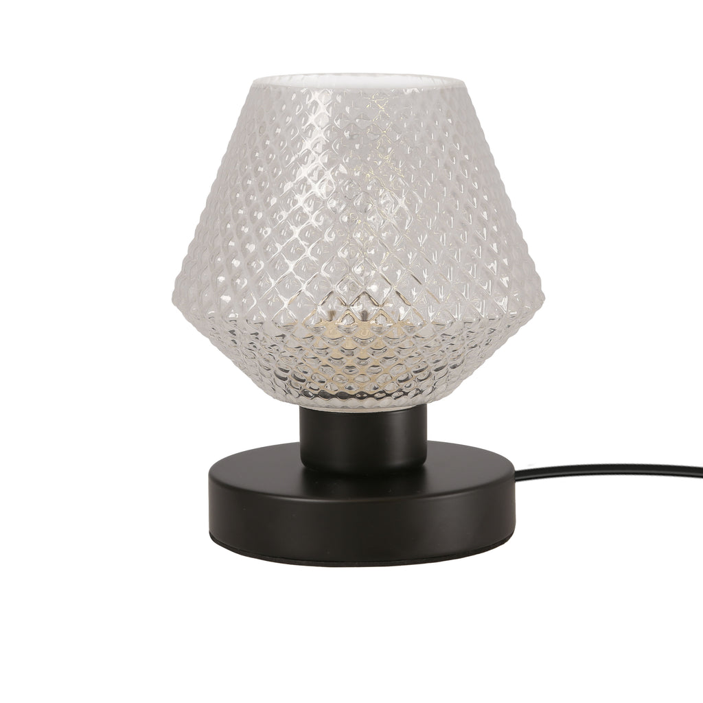 RENI lampka stołowa czarny 1x40W E27 klosz bezbarwny