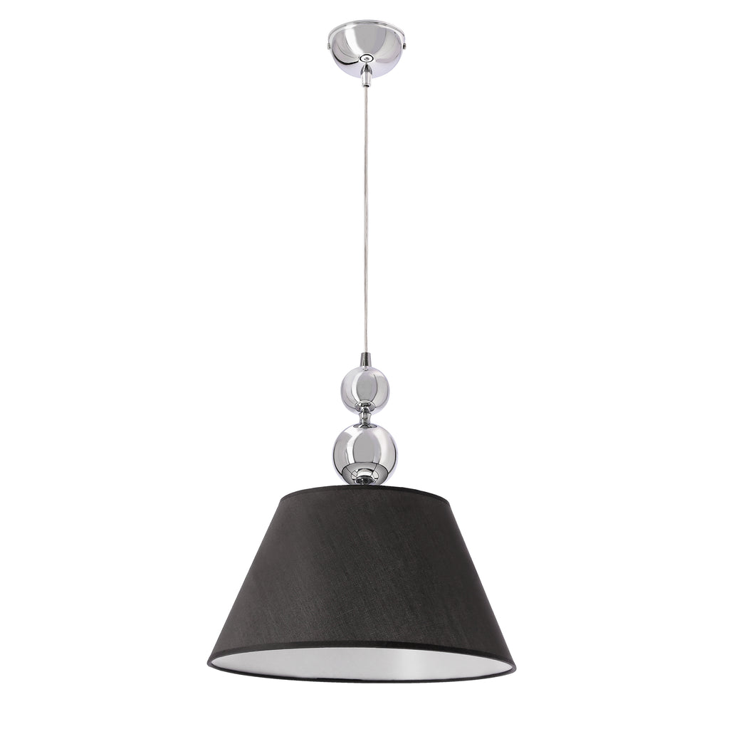 Lampa wisząca ARAL chromowa E27 1x60W z czarnym abażurem nowoczesna do salonu sypialni kuchni jadalni eleganckie oświetlenie sufitowe