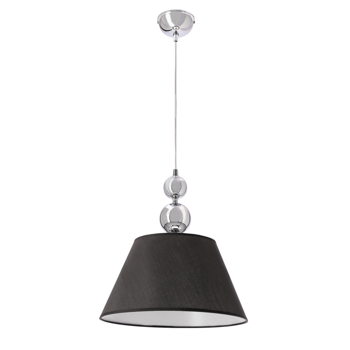 Lampa wisząca ARAL chromowa E27 1x60W z czarnym abażurem nowoczesna do salonu sypialni kuchni jadalni eleganckie oświetlenie sufitowe