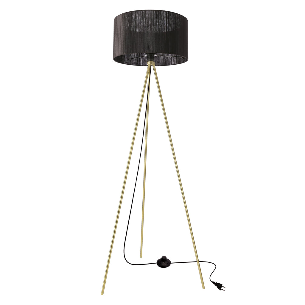 MOSSI lampa podłogowa złoty 1x40W E27 abażur czarny