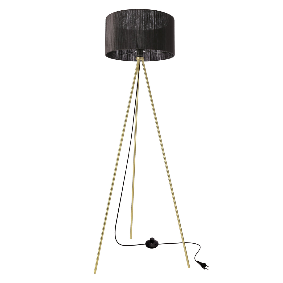 MOSSI lampa podłogowa złoty 1x40W E27 abażur czarny