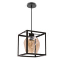 SATER lampa wisząca czarny 1x40W E27 klosz bursztynowy
