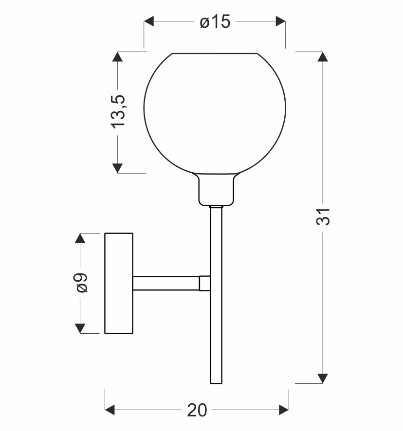 Lampa ścienna kinkiet CESAR srebrny 1x40W E27i nowoczesny styl do salonu łazienki.i