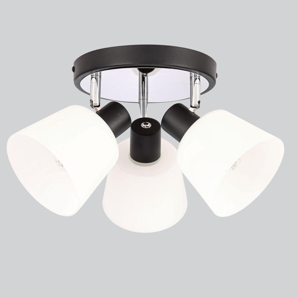 Lampa sufitowa BILOBA plafon biało-czarna 3x40W E14 białe klosze szklane nowoczesne oświetlenie do salonu sypialni kuchni korytarza przedpokoju