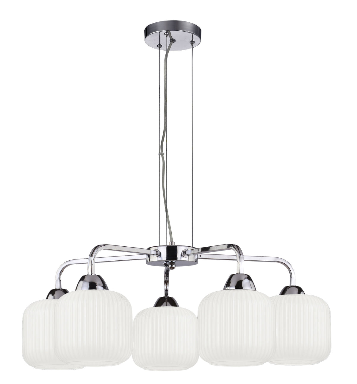 CROMADO lampa wisząca chromowy 5x60W E27 klosz biały