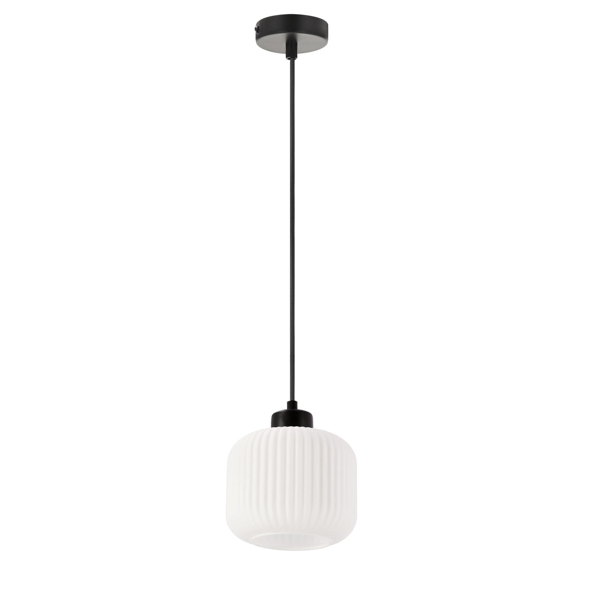 ESTILO lampa wisząca czarny 1x40W E27 klosz biały