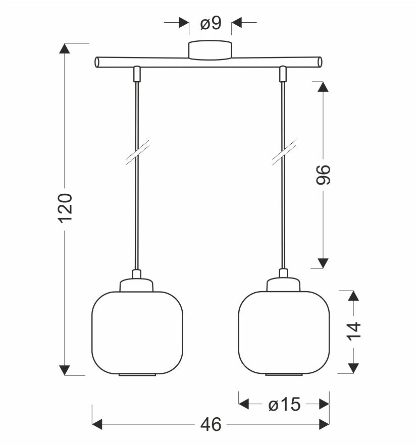 ESTILO lampa wisząca czarny 2x40W E27 klosz biały