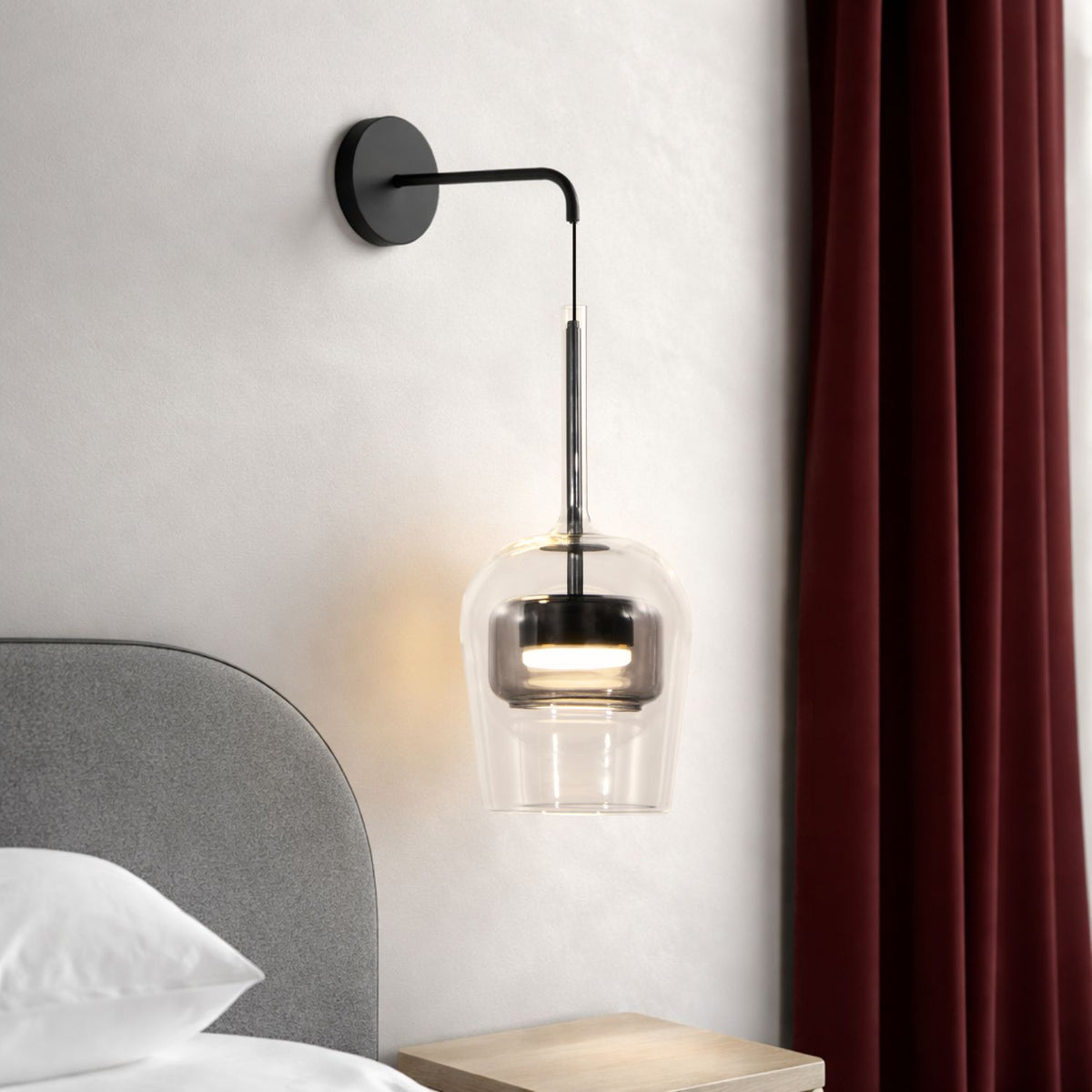 GLAXI lampa kinkiet czarny 1x9W GX53 klosz bezbarwny+dymiony