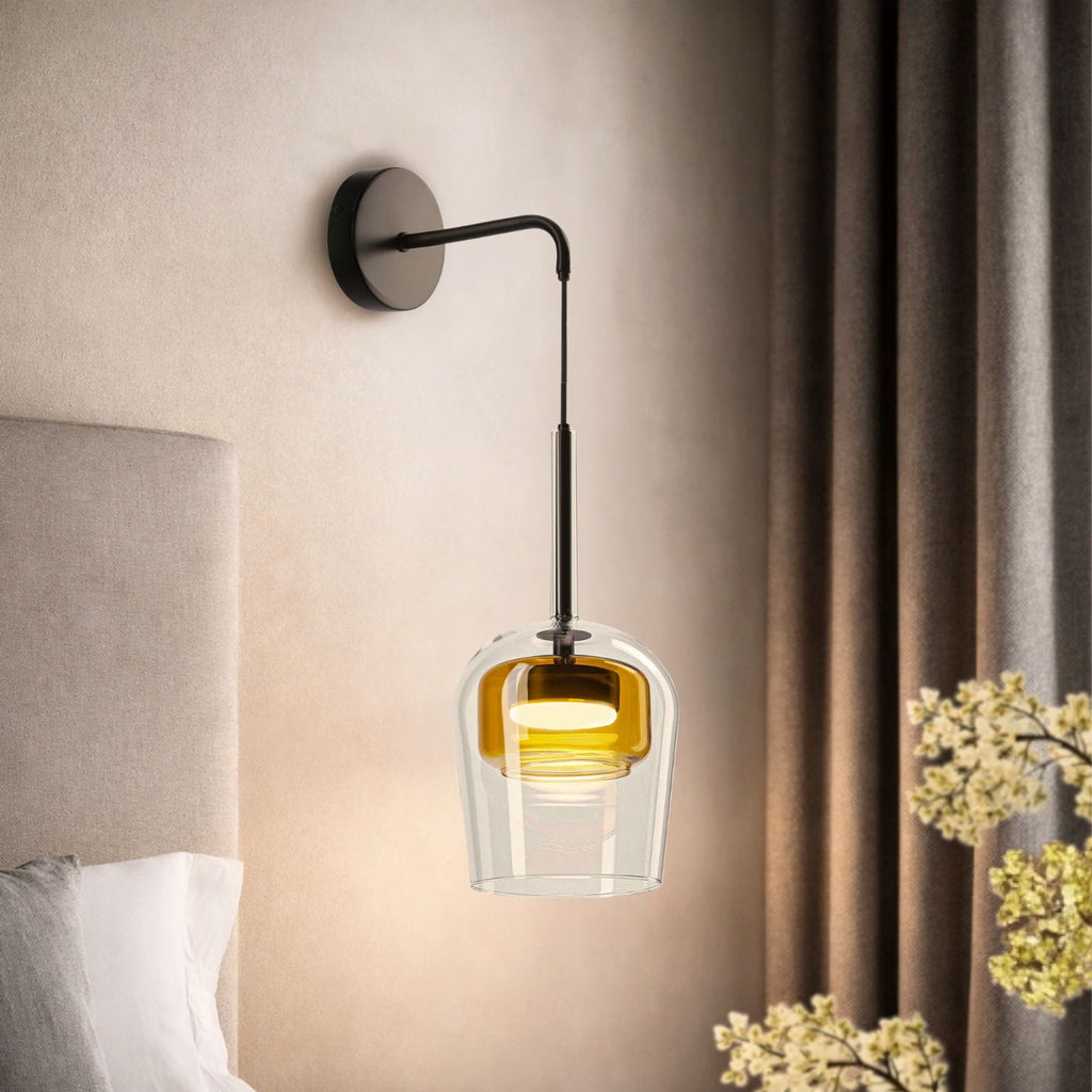 GLAXI lampa kinkiet czarny 1x9W GX53 klosz bezbarwny+żółty