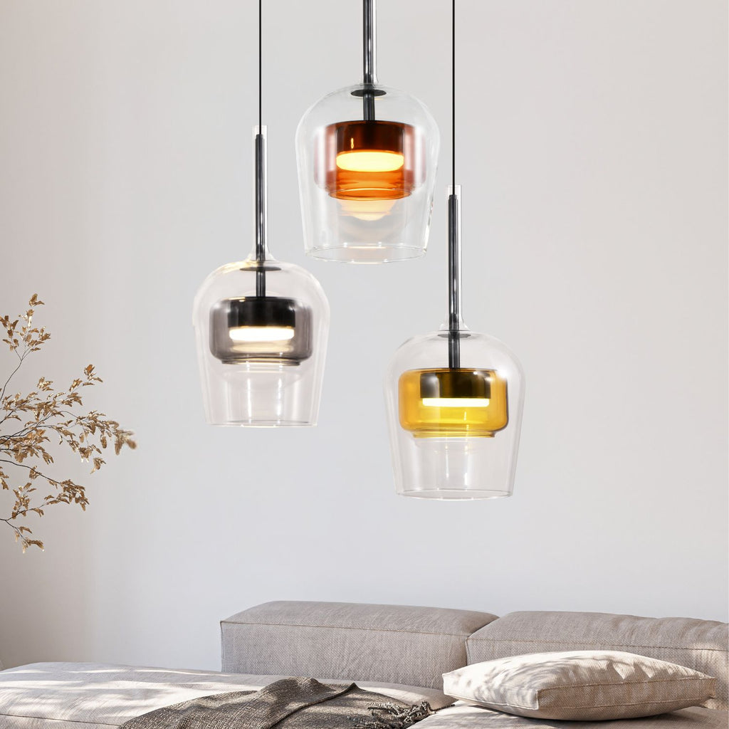 GLAXI lampa wisząca talerz czarny GX53 klosz bezb.+dym. br. żółty