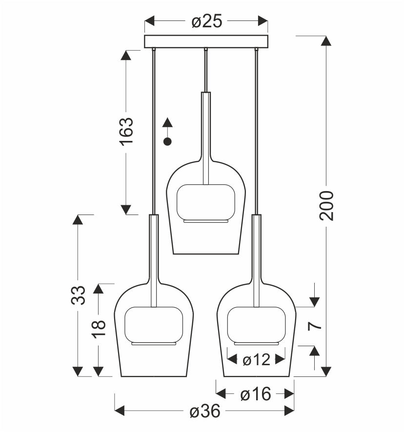 GLAXI lampa wisząca talerz czarny GX53 klosz bezb.+dym. br. żółty