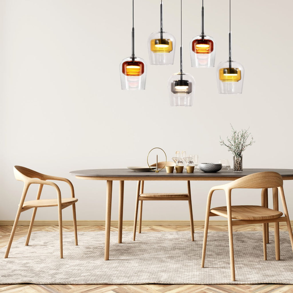 GLAXI lampa wisząca czarny 5x9W GX53 klosz bezb.+dym. br. żółty