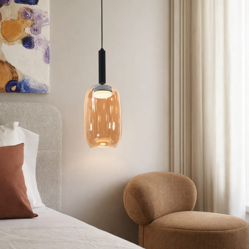 BUENO lampa wisząca czarny GX53 klosz bezbarwny+bursztynowy