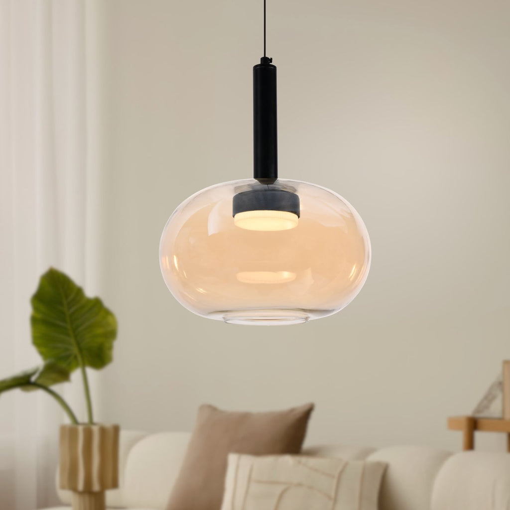 BUENO lampa wisząca czarny GX53 klosz bezbarwny+złoty