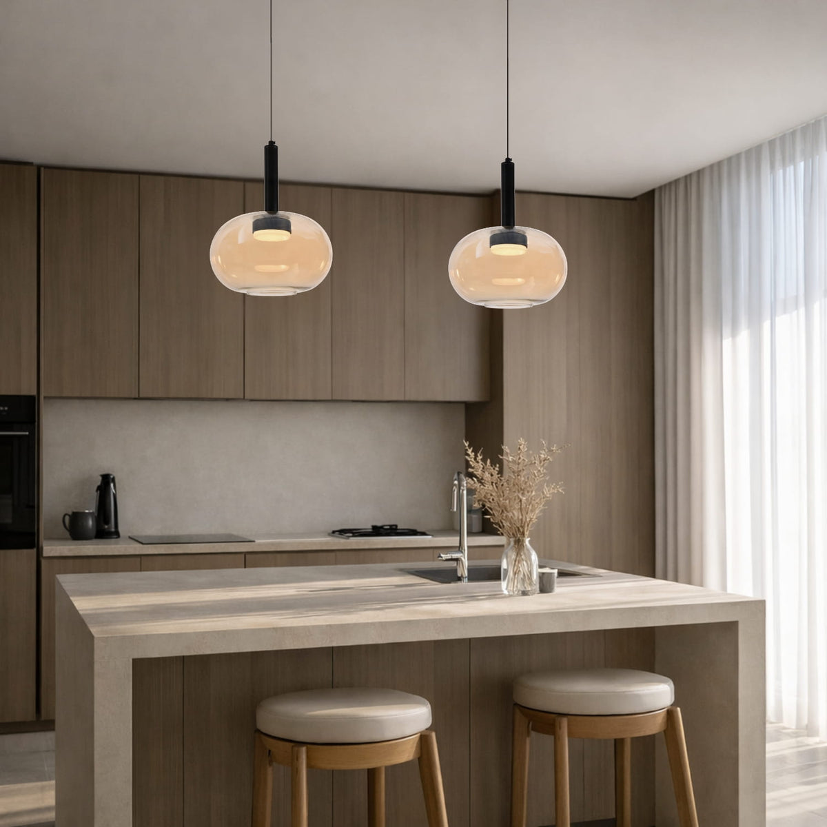 BUENO lampa wisząca czarny GX53 klosz bezbarwny+złoty