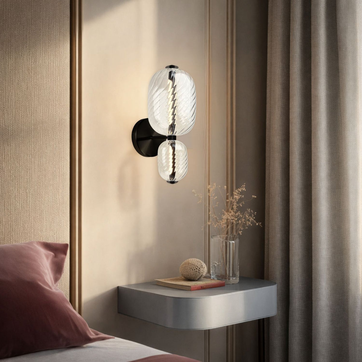 PLAYA lampa kinkiet czarny 10W LED 3000K klosz owalny bezbarwny