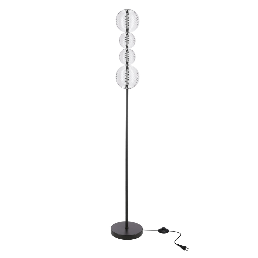 PLAYA lampa podłogowa czarny 15W LED 3000K klosz kula bezbarwny