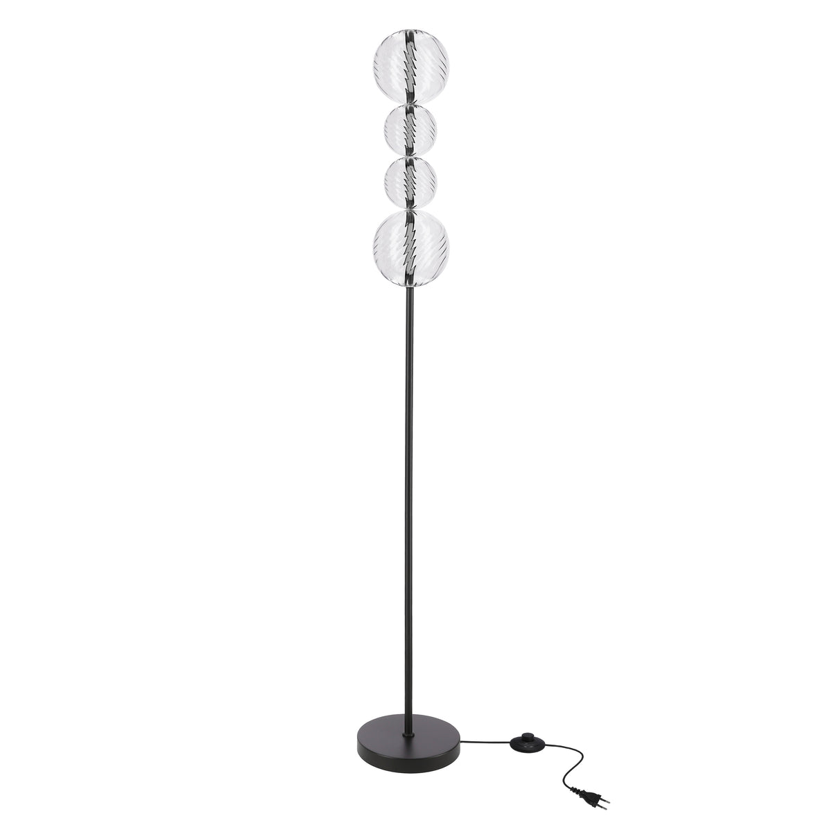 PLAYA lampa podłogowa czarny 15W LED 3000K klosz kula bezbarwny