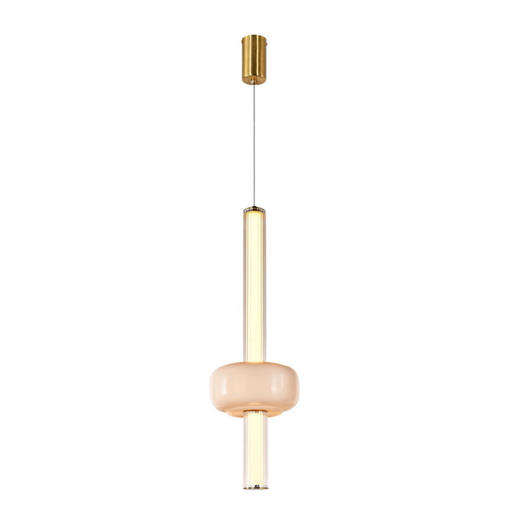 PURAS D lampa wisząca mosiężny 15W LED 3000K klosz bezbarwny+biały