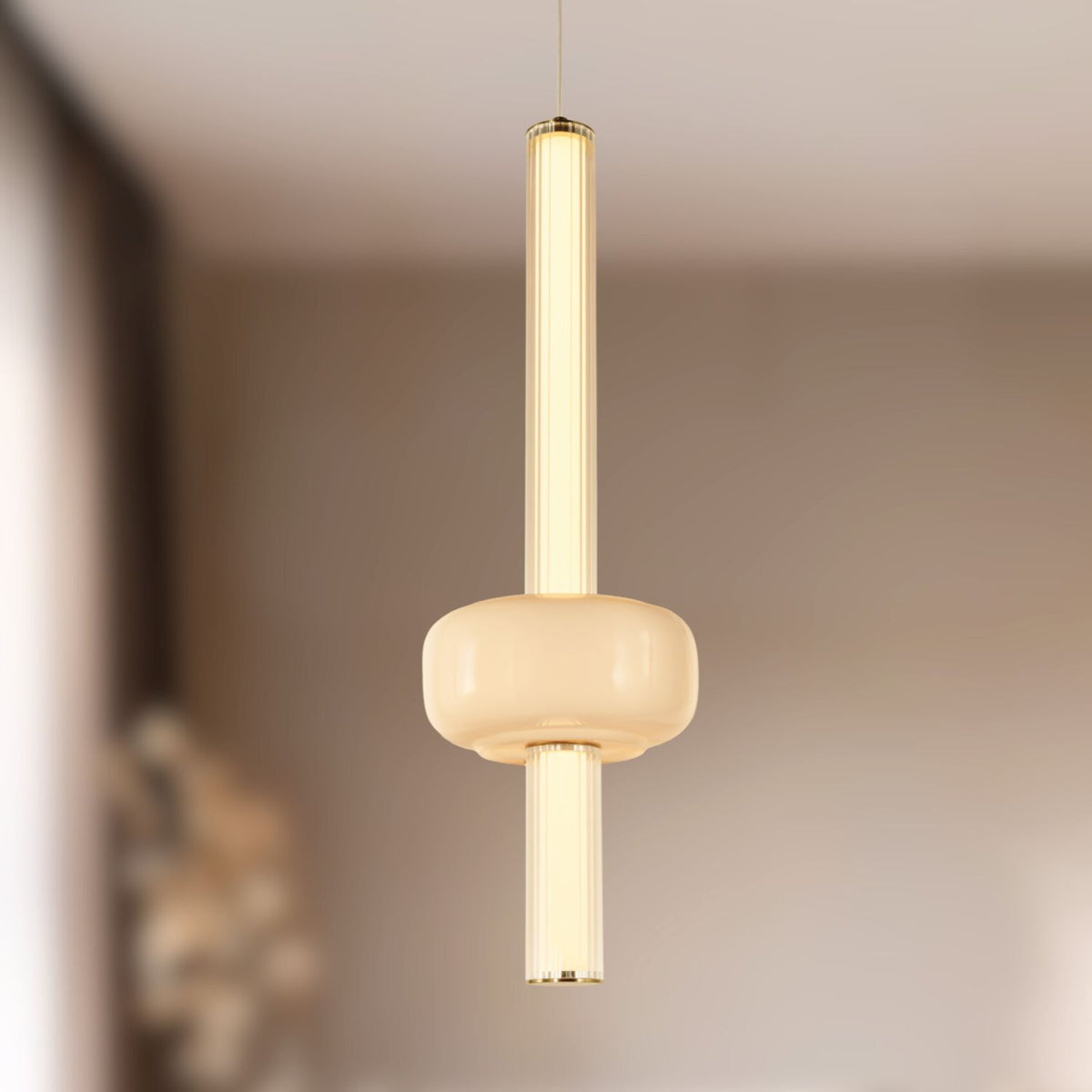 PURAS D lampa wisząca mosiężny 15W LED 3000K klosz bezbarwny+biały