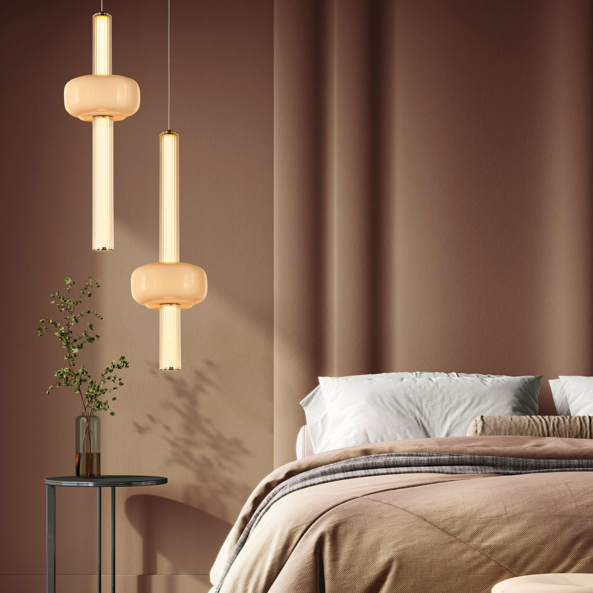 PURAS D lampa wisząca mosiężny 15W LED 3000K klosz bezbarwny+biały