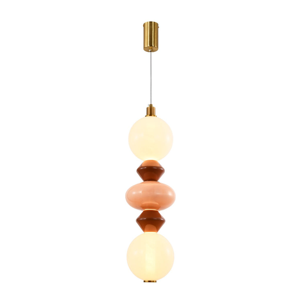 FLORES lampa wisząca mosiężny+brązowy+pomarańczowy 15W LED 3000K klosz biały