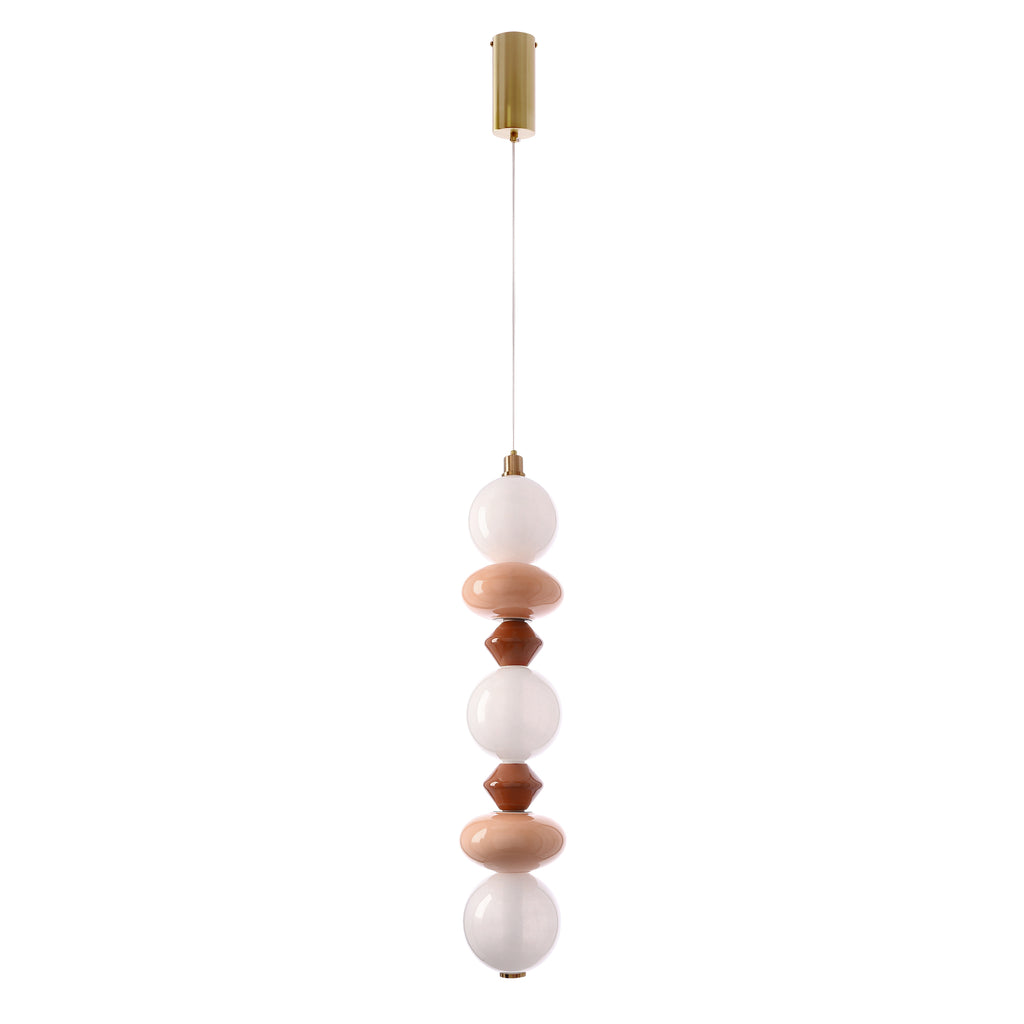 FLORES lampa wisząca mosiężny+brązowy+pomarańczowy 20W LED 3000K klosz biały