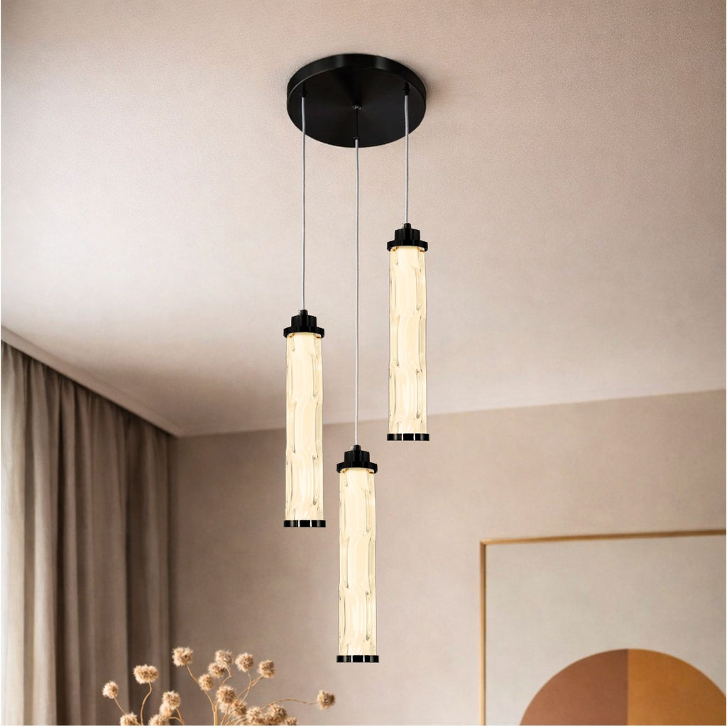 CORTE lampa wisząca talerz czarny matowy 25W LED 3000K klosz bezbarwny