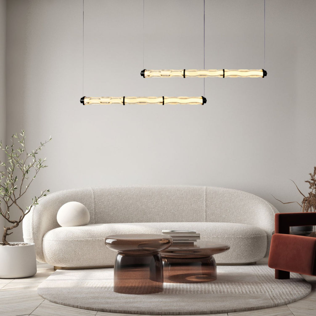 CORTE lampa wisząca pozioma czarny matowy 25W LED 3000K klosz bezbarwny