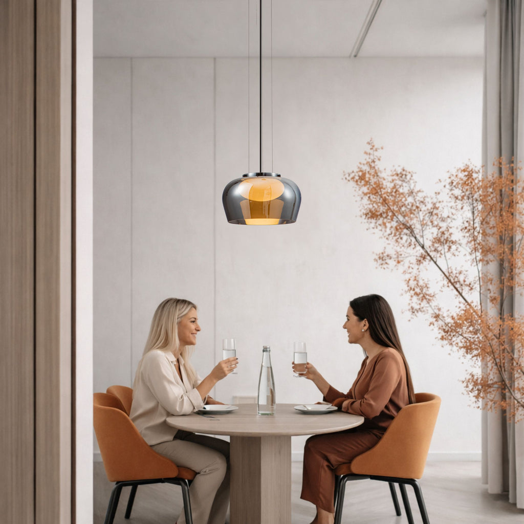 INSIEME 35 lampa wisząca czarny+chromowy 1x10W GX53 klosz dymiony+biały