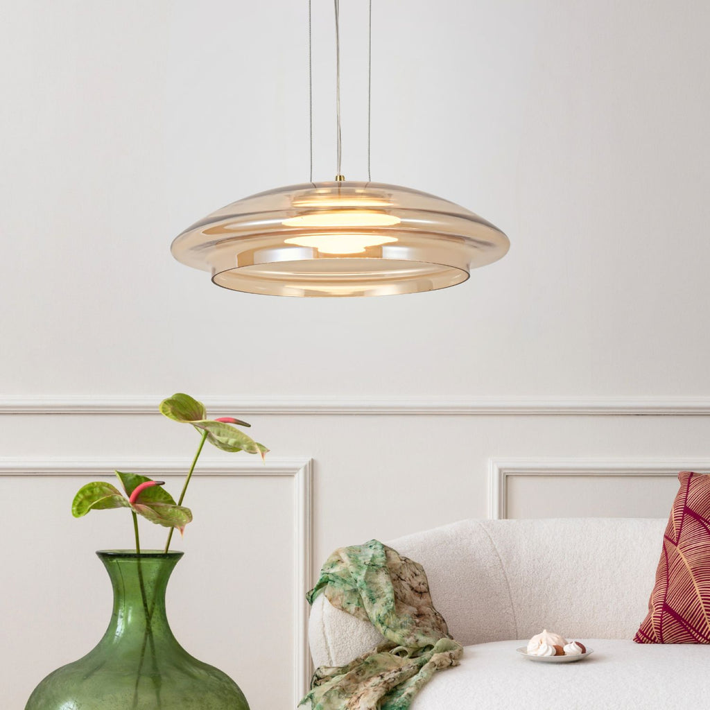 OMBRE 34 lampa wisząca satynowy złoty 1x10W GX53 klosz bursztynowy+biały