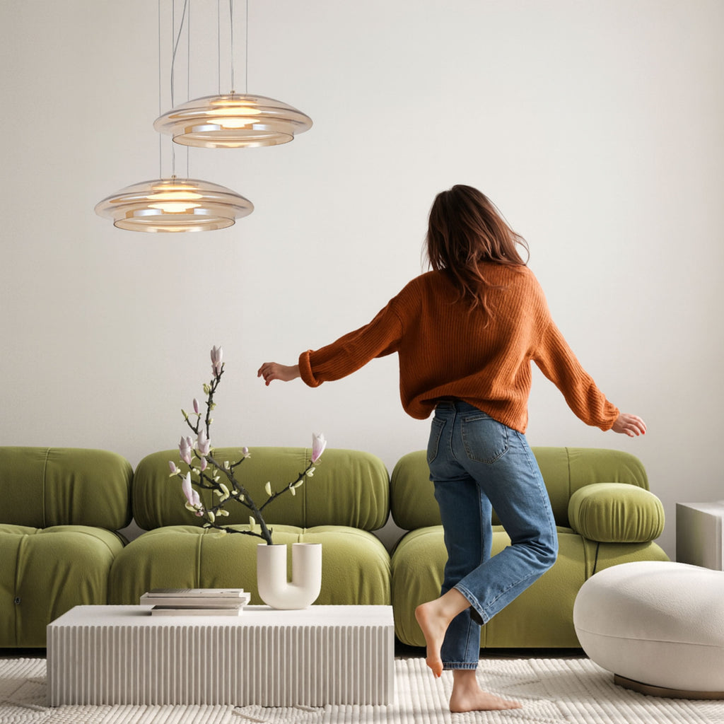 OMBRE 34 lampa wisząca satynowy złoty 1x10W GX53 klosz bursztynowy+biały