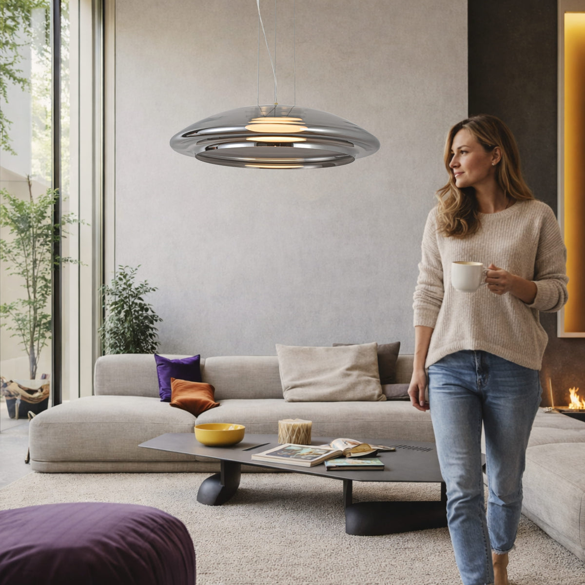 OMBRE 42 lampa wisząca satynowy złoty 1x10W GX53 klosz dymiony+biały