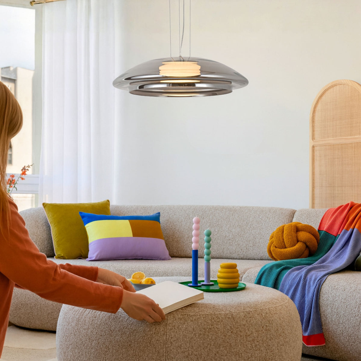 OMBRE 34 lampa wisząca satynowy złoty 1x10W GX53 klosz dymiony+biały