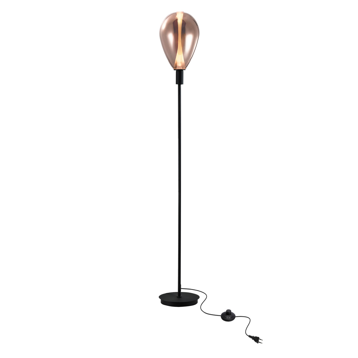DENSO 20 lampa podłogowa czarny 1x5W G9 klosz miedziany