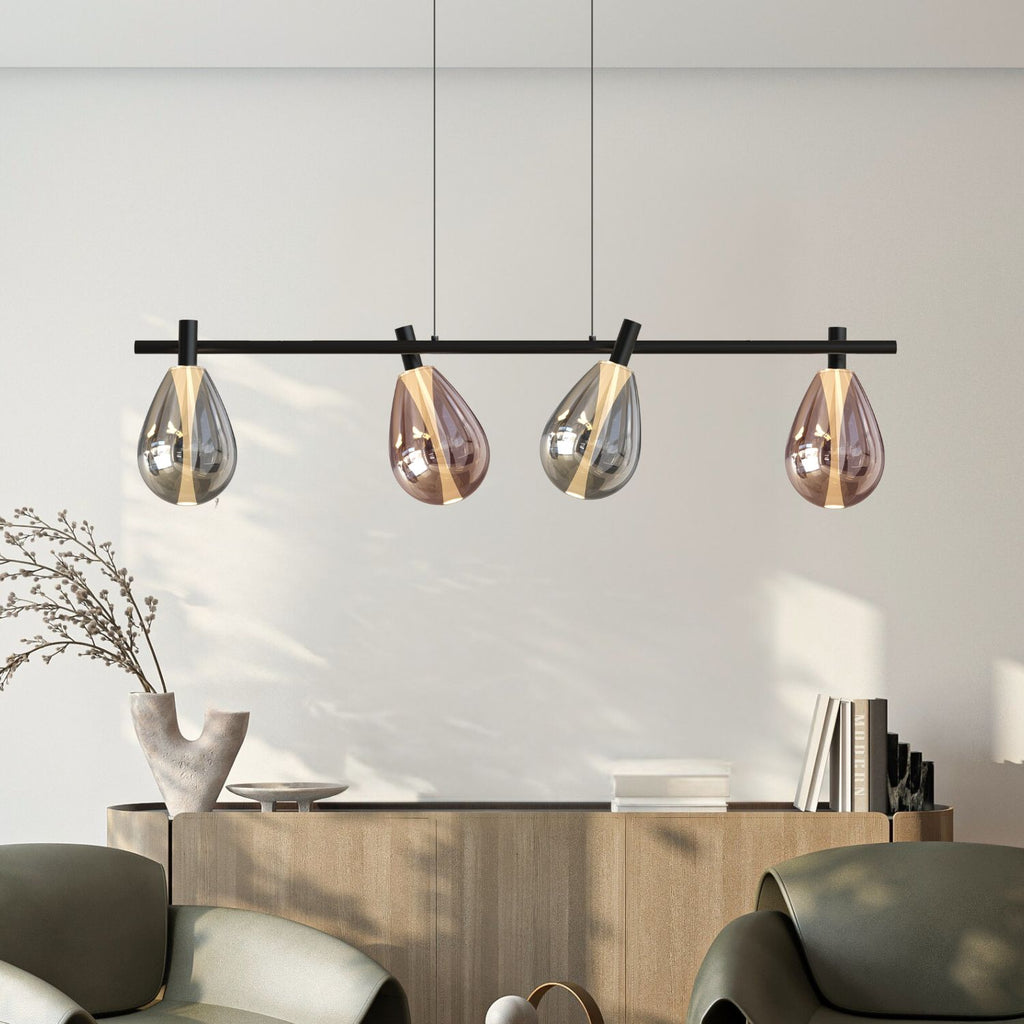 DENSO lampa wisząca czarny 4x5W G9 klosz dymiony+miedziany