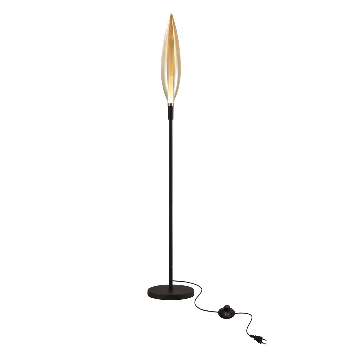 NORDIC lampa podłogowa czarny 1x5W G9 klosz bursztynowy