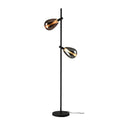 DENSO lampa podłogowa czarny 2x5W G9 klosz dymiony+miedziany