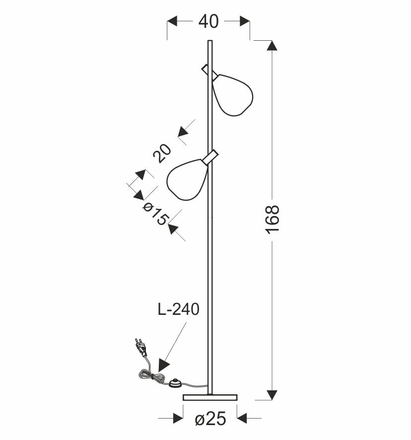 DENSO lampa podłogowa czarny 2x5W G9 klosz dymiony+miedziany