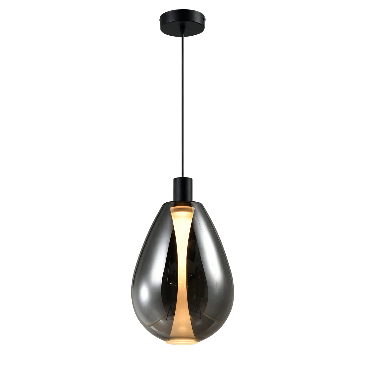 DENSO 30 lampa wisząca czarny 1x10W GU10 klosz dymiony