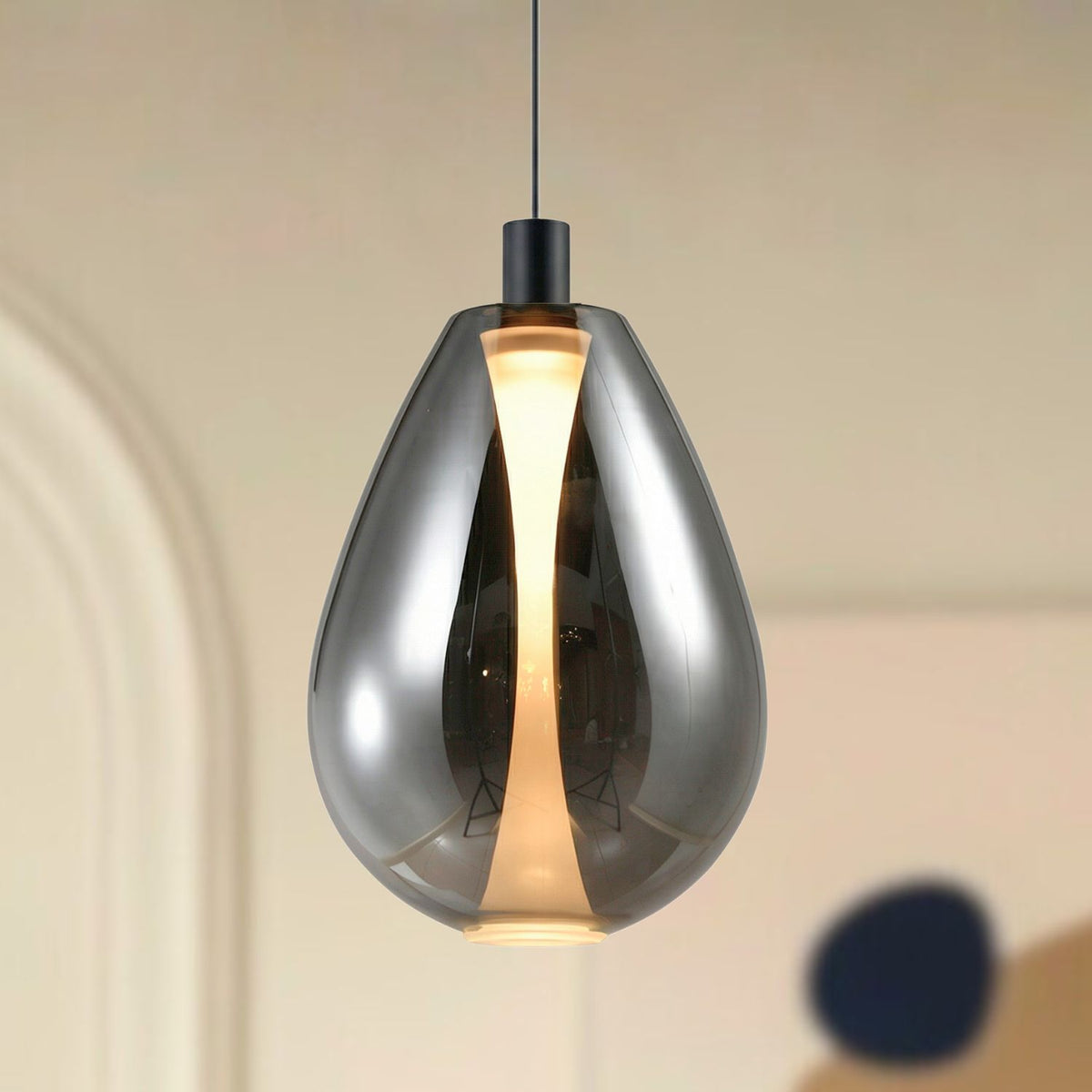 DENSO 30 lampa wisząca czarny 1x10W GU10 klosz dymiony